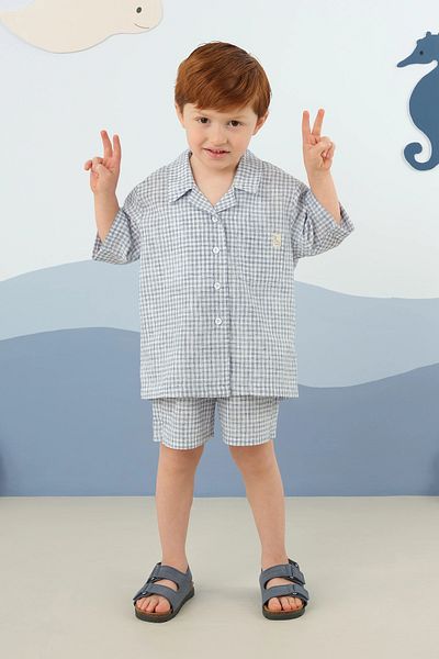 Mioma Kids Buttoned Front Soft Suit Navy Blue