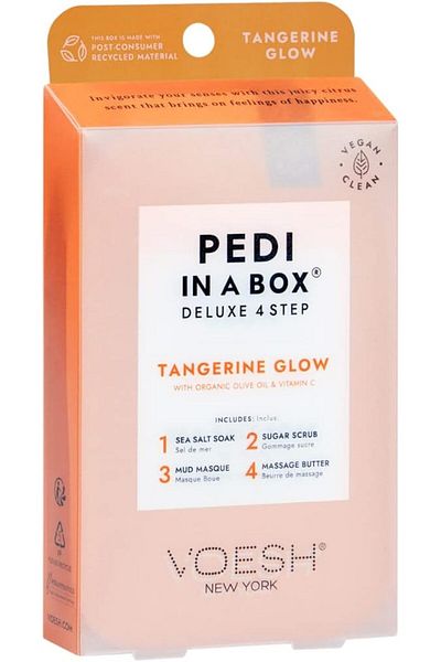 Voesh Pedi in a Box Deluxe 4 Step Pedicure Set Tangerine