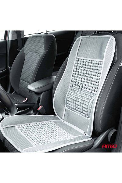 OEM Husa scaun auto cu bile de masaj si suport lombar, dimensiuni 110 x 46 cm, culoare Gri