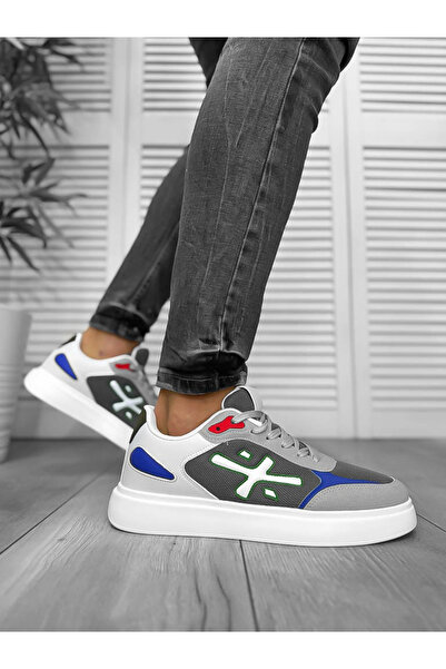 dehaine Men's sneakers, casual, gray, white sole