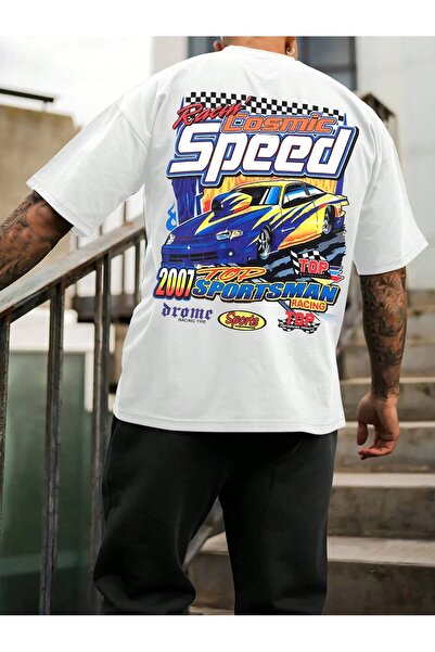 Jose Clothing Tricou imprimat cu mânecă scurtă cu croială supradimensionată