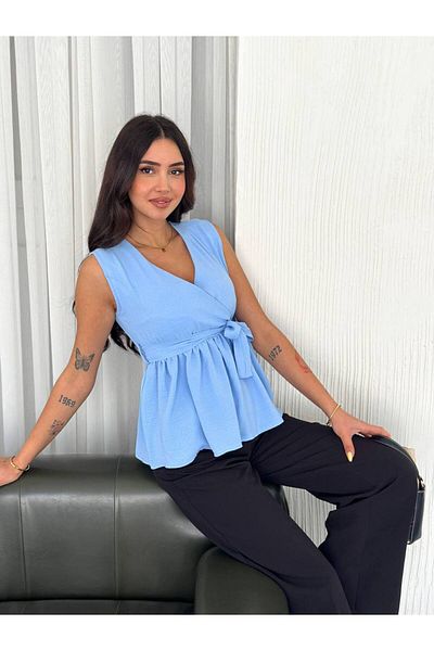 Noa Noa Double Breasted Collar Belted Blouse