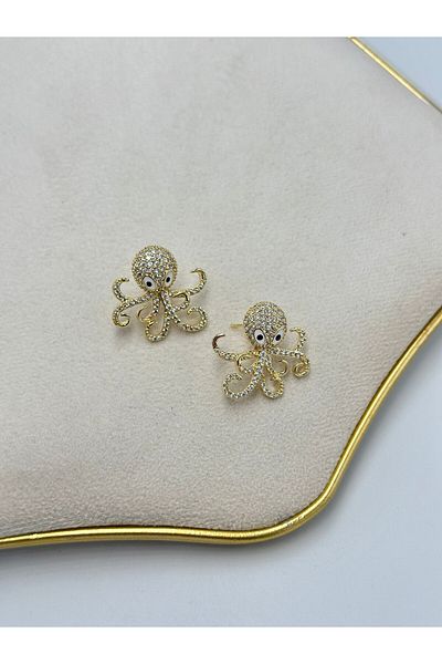 MyladyAccessoriess Full Zircon Stone Detail Octopus Earrings
