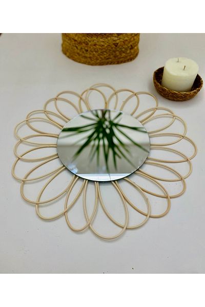 kattuna Natural Rattan Bamboo Daisy Mirror Wall Decor Single