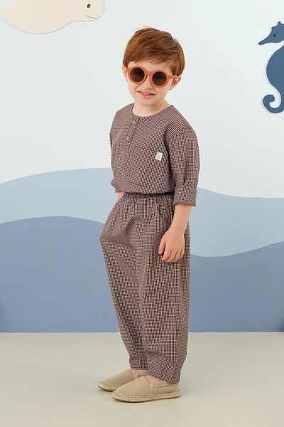 Mioma Kids Checkered Trousers Brown