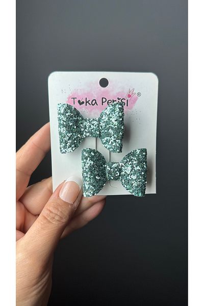 Toka Perisi Turquoise Blue 2-Piece Mini Bow Clip Buckle