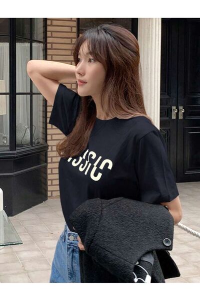 caddekombin تي شيرت كلاسيكي من القطن الممشط باللون الأزرق الداكن