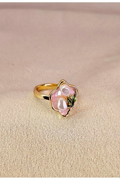 WONDER TOUCH Steel White Pearl Flower Art Ring,Adjustable for Color Summer,Not Tarnish Ring,Beach Jewelry