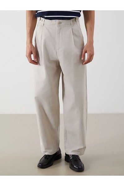 LC Waikiki Xside Beige Standard Fit Gabardine Men's Pleated Pants