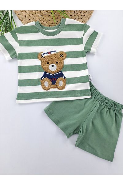 Butik Baby Boy / Child Shorts T-Shirt Summer Double Set Premium Quality Teddy Bear Detailed Gift Set