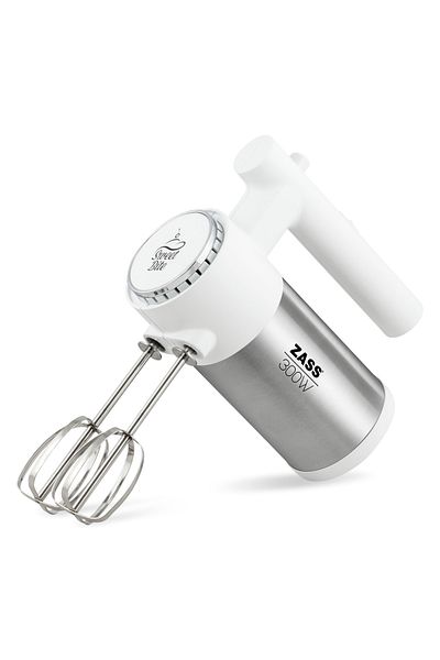 Zass Mixer de mână ZHM 08 ALB, 300W, 5 viteze și funcție turbo, funcție de pornire la viteză mică