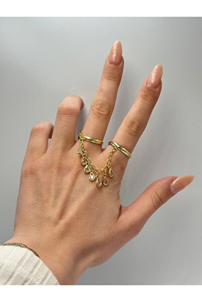 MyladyAccessoriess تصميم حلقة فولاذية ذات تفاصيل متدلية مزدوجة