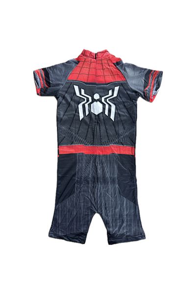EvrikaUnity Costum de baie/inot intreg pentru copii, Supererou, Premium Nylon, 6-7 ani, 140 cm, Rosu/ Negru