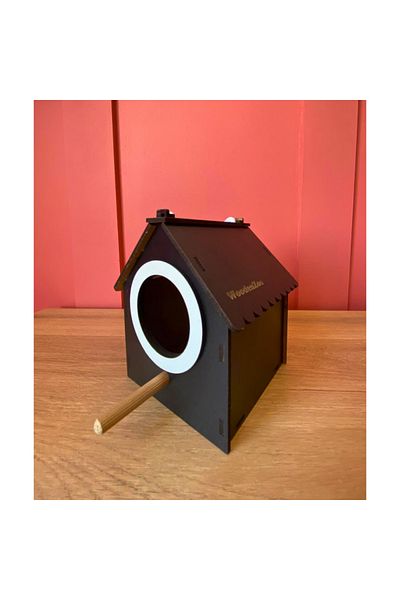 WoodenZoo Wooden Decorative Bird House Nest, Nest, Balcony, Garden Accessory (Black)