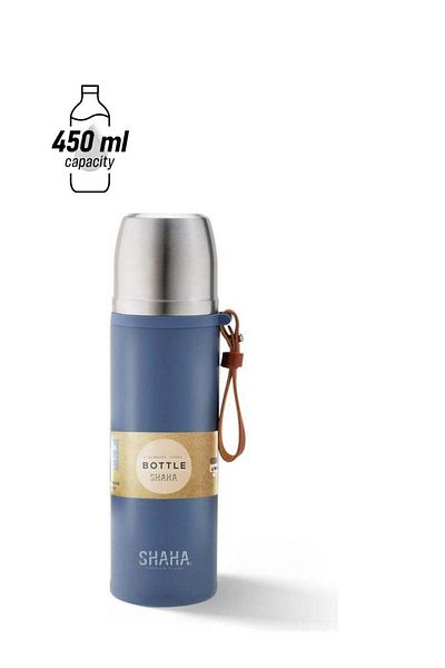 SHAHA Stainless Steel Vacuum Bottle Blue/Silver