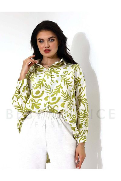 Stayele Green Plaid Long Sleeve Shirt with White Pants Set
