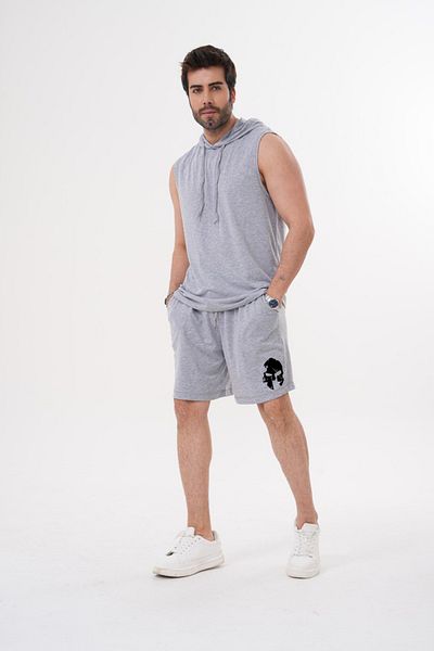 ACTIVE MODA Men's Mask Printed Sports Athlete - Shorts Set 2 Pcs Large Size Cotton