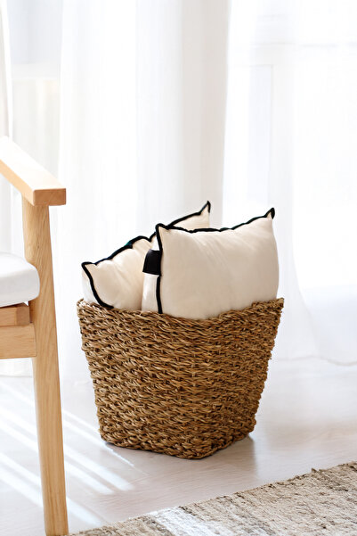 DECHAUS 2-Piece Natural Wicked Bamboo Hand-Knitted Conical Looking Basket Organizer