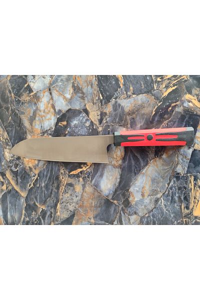 empressnaturalstone Santaku Chef Knife – Zulfiqar Özkan, Red-Black Silicone Handle