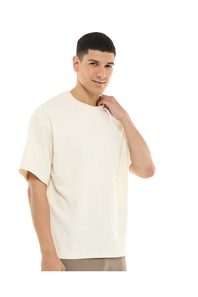 R&B Solid Oversized T-Shirt with Crew Neck and Short Sleeves