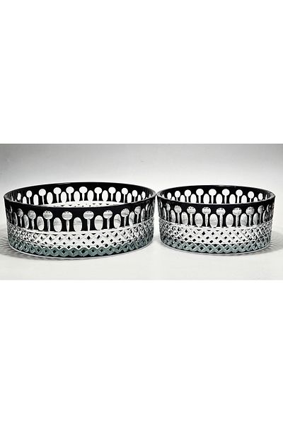Kristal Market Handmade Crystal Cut Pattern Decorative Tableware Presentation Set of 3