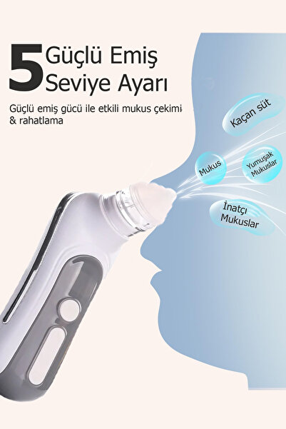 BabyHope H-031 - 5 Kademeli Elektrikli Bebek & Çocuk Burun Aspiratörü 0-12 Yaş Uyumlu Temizleme Cihazı