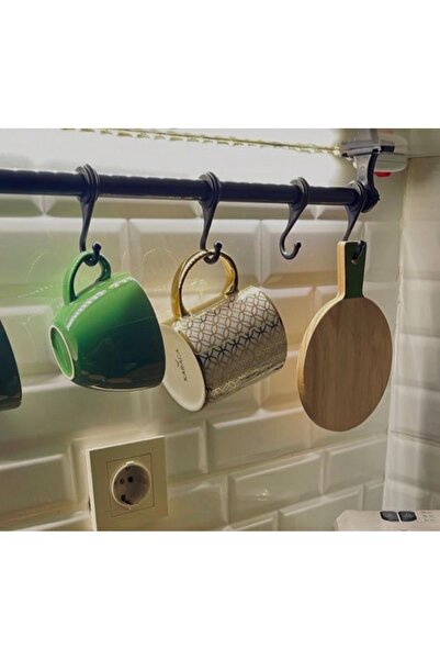 SESA MOBİLYA AKSESUARLARI Kahve fincan ve kaşıklık askılığı, 50cm 6 adet kanca duvara monte askılık