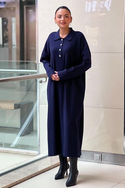 Ghisa Four Button Ribbed Knitwear Dress
