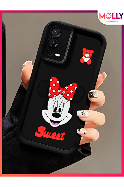 Molly Oppo A55 İçin Siyah Kenarları Kalın 3d Kabartmalı Sevimli Minnie Siliko...