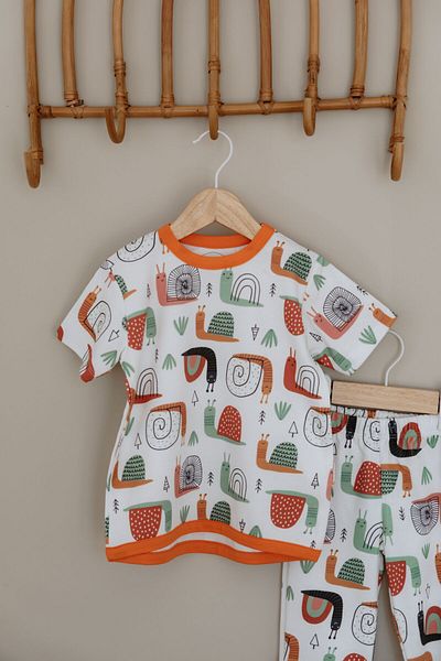 Luna Kids Collection 0.3 Tog Summer Children's Pajama Set - Snail Pattern