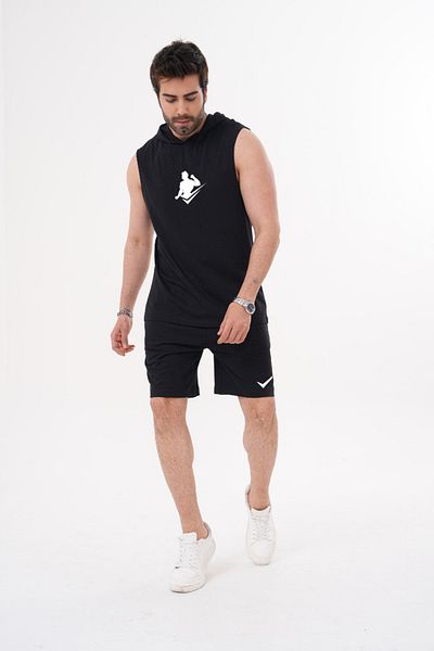 ACTIVE MODA Men's Nik0-Li Printed Sports Singlet - Shorts Set 2-Pack Plus Size Cotton