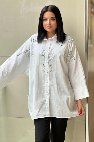 Ghisa Baguette Stone Embroidered Cotton Shirt