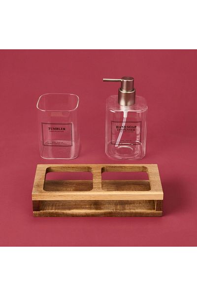 MATMEL Set de 2 dozatoare de săpun lichid pătrate din sticlă - transparent / gri / maro