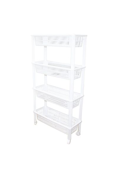 Mu Art Ahşap Mrt 4 Floor Organizer - Shelf Unit with Wheels 510X205X945Mm Art 871301