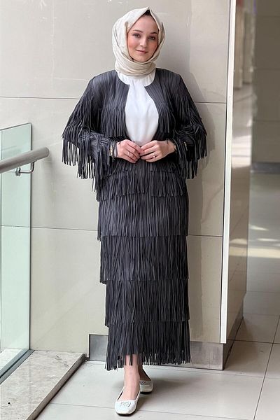 Ghisa Tasseled Fringed Jacket Skirt Set