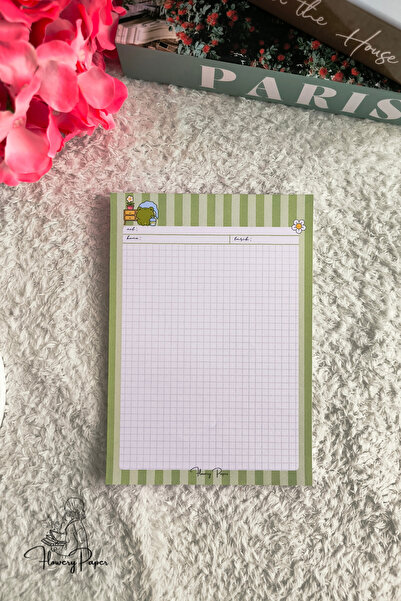 Flowery Paper Notepad A5 - Memopad, Bloknot, Defter, Not Kağıdı,okul Defteri