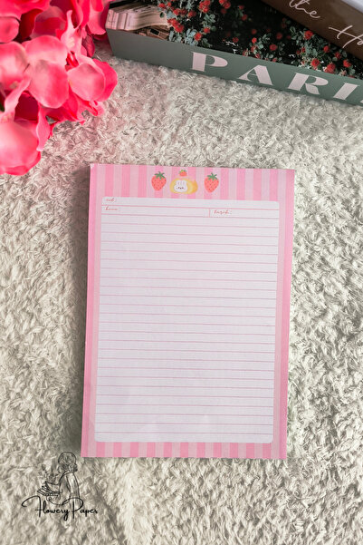 Flowery Paper Notepad A5 - Memopad, Bloknot, Defter, Not Kağıdı,okul Defteri