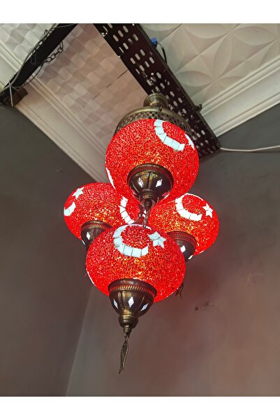 CYL HOME DECOR Türk bayrak ay yıldız işlemeli el yapımı otantik avize salon mutfak veranda iş yeri ofis