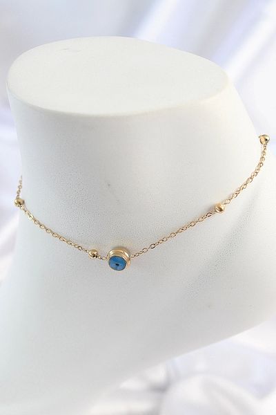 STOREMAX 316L Steel Gold Color Evil Eye Beads Model Women's Anklet
