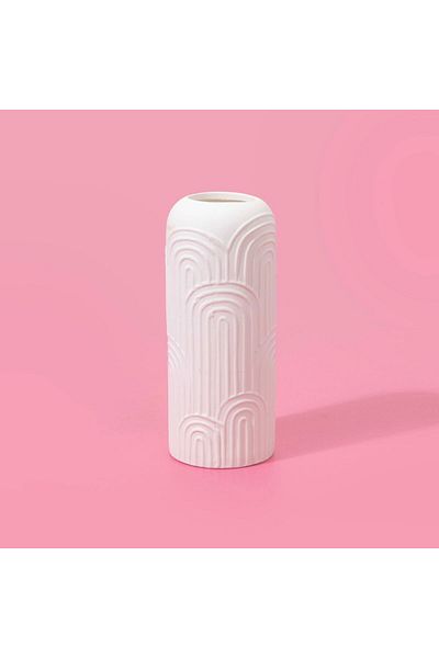 MATMEL Bohemian Porcelain Vase - White - 8,6X8,6X21 cm