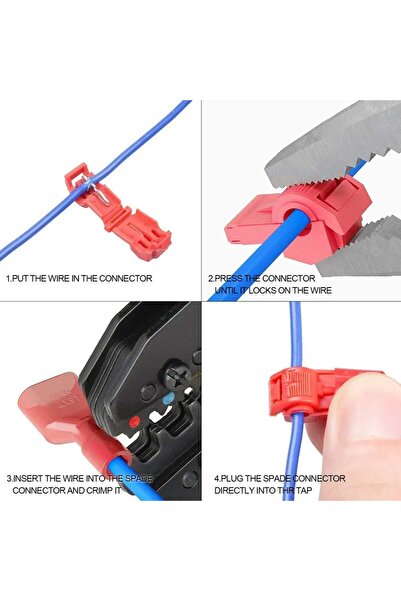 Class elektrik kablosu t bağlantı konektörü ek ekleme sıkma terminali kırmızı 10 lu set