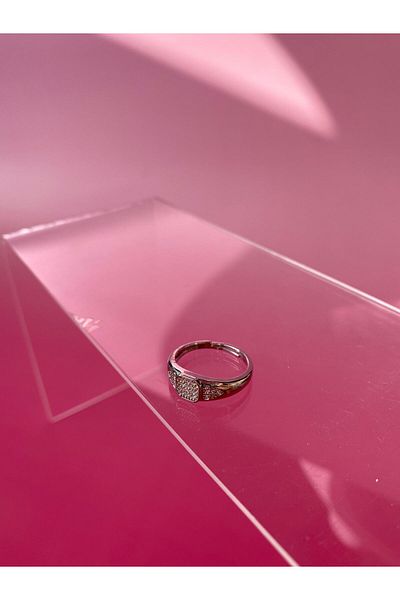 SİMİ TAKI Steel Square Stone Adjustable Ring
