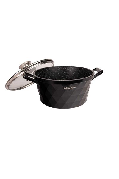 GERMAN Cheffinger Set of 3 Non-Stick Marble Coating Pans with Lid