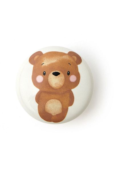 ASPARTAM Ufo Teddy Bear Button Handle - White / Brown