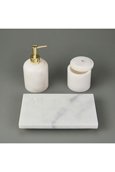 MATMEL 3-Piece Marble Bathroom Set - White