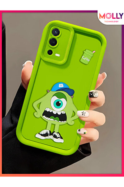 Molly Oppo A55 İçin Yeşil Kenarları Kalın 3d Kabartmalı Sevimli Canavar Mike ...