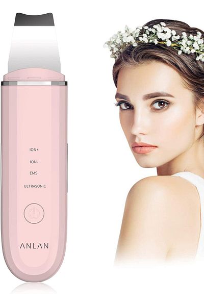 ANLAN Facial Skin Scrubber, ANLAN Ultrasonic Skin Spatula EMS Ion Face Blackhead Remover Face Scraper Pore