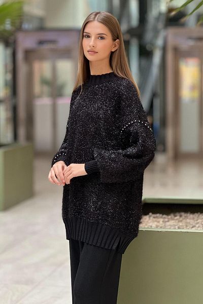 Ghisa Glitter Knitwear Tunic with Staple Sleeves
