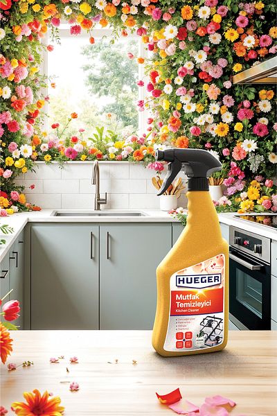 Hueger Vegan Kitchen Cleaner – Powerful Oil and Dirt Remover Set of 2 with Foam & Spray Head, 750 ml 750 ml