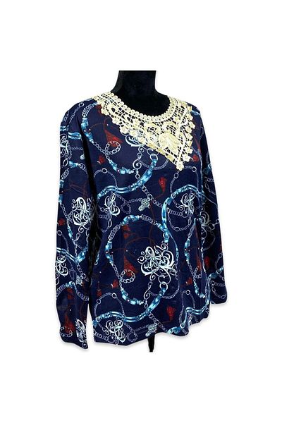 Intisimo Bluză de damă, mărime mare, XL-5XL, albastru/roșu - XL